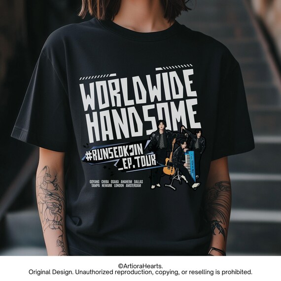 BTS ジン WORLDWIDE HANDSOME Tシャツ Lサイズ Jin Concert T-Shirt 2025 Worldwide Handsome Tour Tee BTS Jin