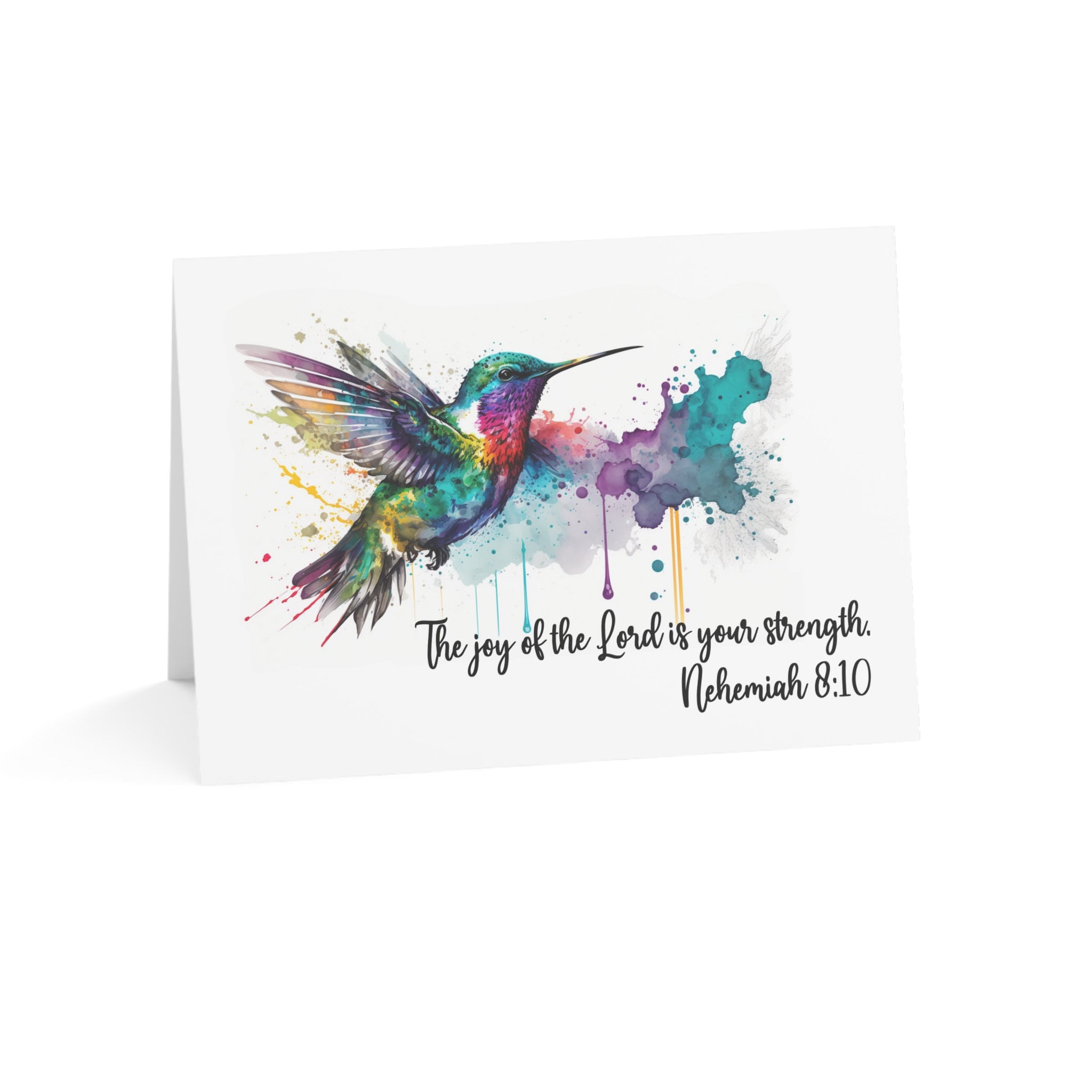 Printable Watercolor Hummingbird Card, Scripture Verse Joy of the Lord ...