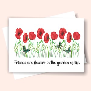 Carte d'amis imprimable, carte jardin fleuri, carte d'amitié
