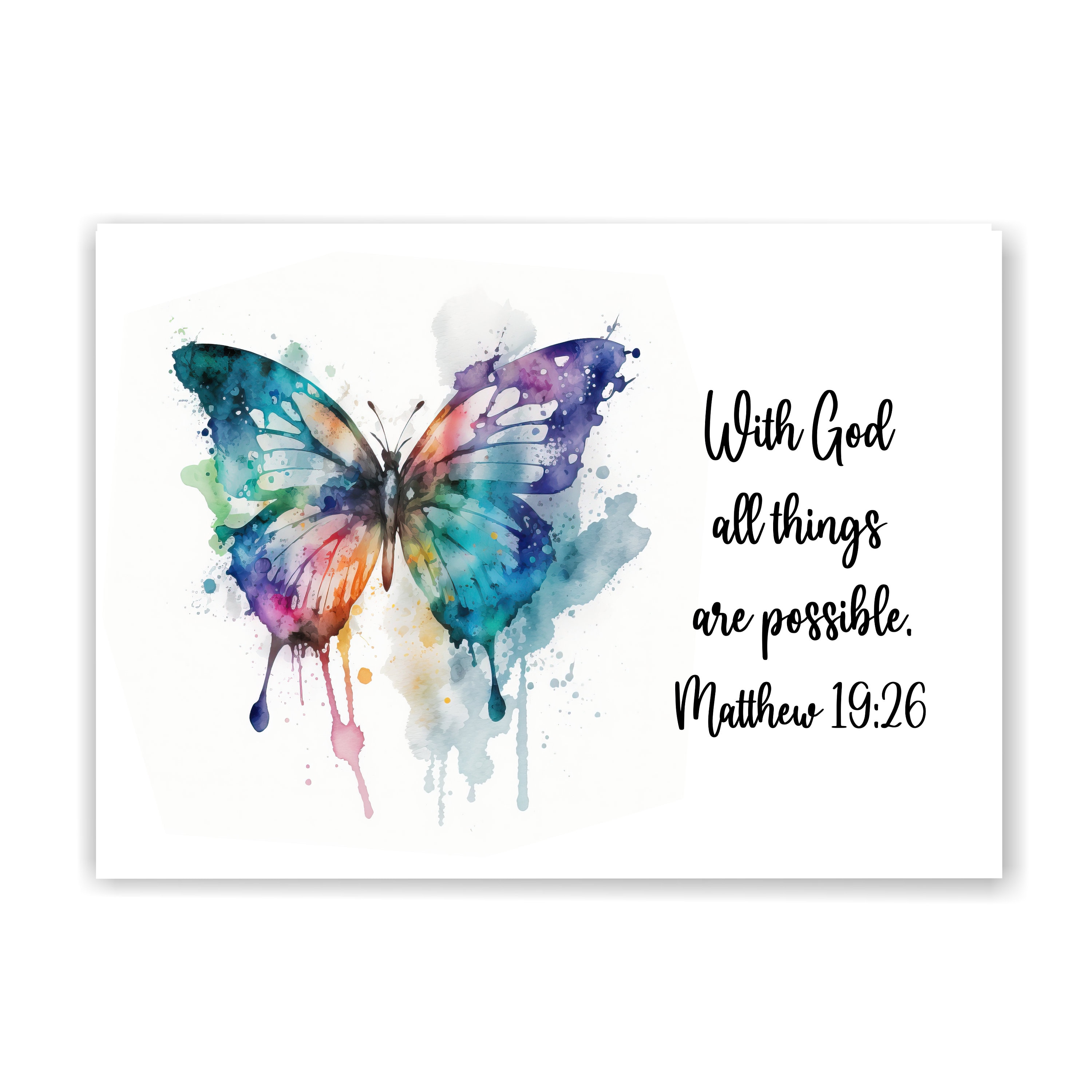 Printable Watercolor Butterfly Card With Scripture (digital Download ...