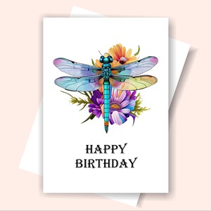 Printable Dragonfly Card, Dragonfly Birthday Card