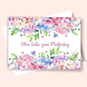 Tarjeta imprimible del Día de la Madre Alemana, tarjeta Alles Liebe zum Muttertag