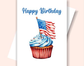 Biglietto di auguri patriottico stampabile, biglietto di auguri per il 4 luglio