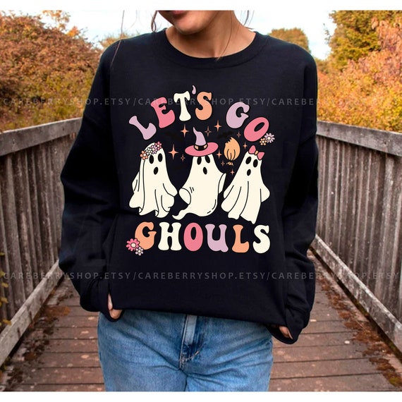 Let'S Go Ghouls Cute Floral Ghost Costume Halloween Autumn Tshirt, Floral Halloween, Floral Ghost ,Retro Floral Ghost,  Trick Or Treat Shirt
