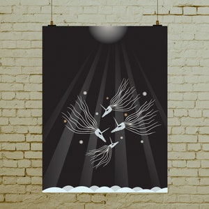 Zombie unicorns, print. a unique addition to your wall.