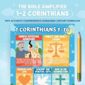 Libros de 1 y 2 Corintios simplificados / Guía de estudio bíblico / Apuntes de estudio bíblico fáciles de usar / Estudio bíblico para cualquier edad / Resumen de 1 y 2 Corintios
