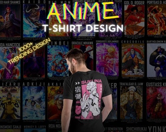 Diseño de camiseta de tendencia de anime Más de 1000 archivos SVG de calidad premium, ropa de calle de anime, vector de anime, diseños de anime, paquete de diseño de anime especial