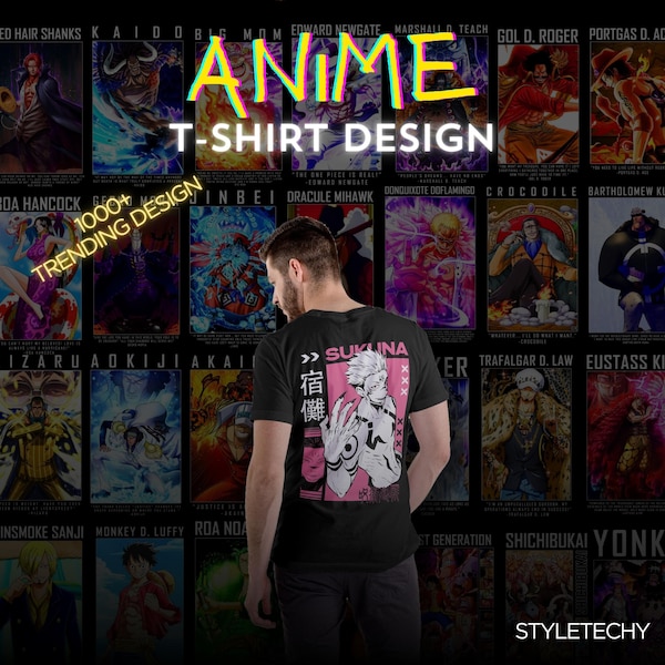 Anime Trending T-Shirt design 1000+ Fichier SVG de qualité Premium, streetwear anime, vecteur anime, designs anime, Spécialement- Anime Design Bundle