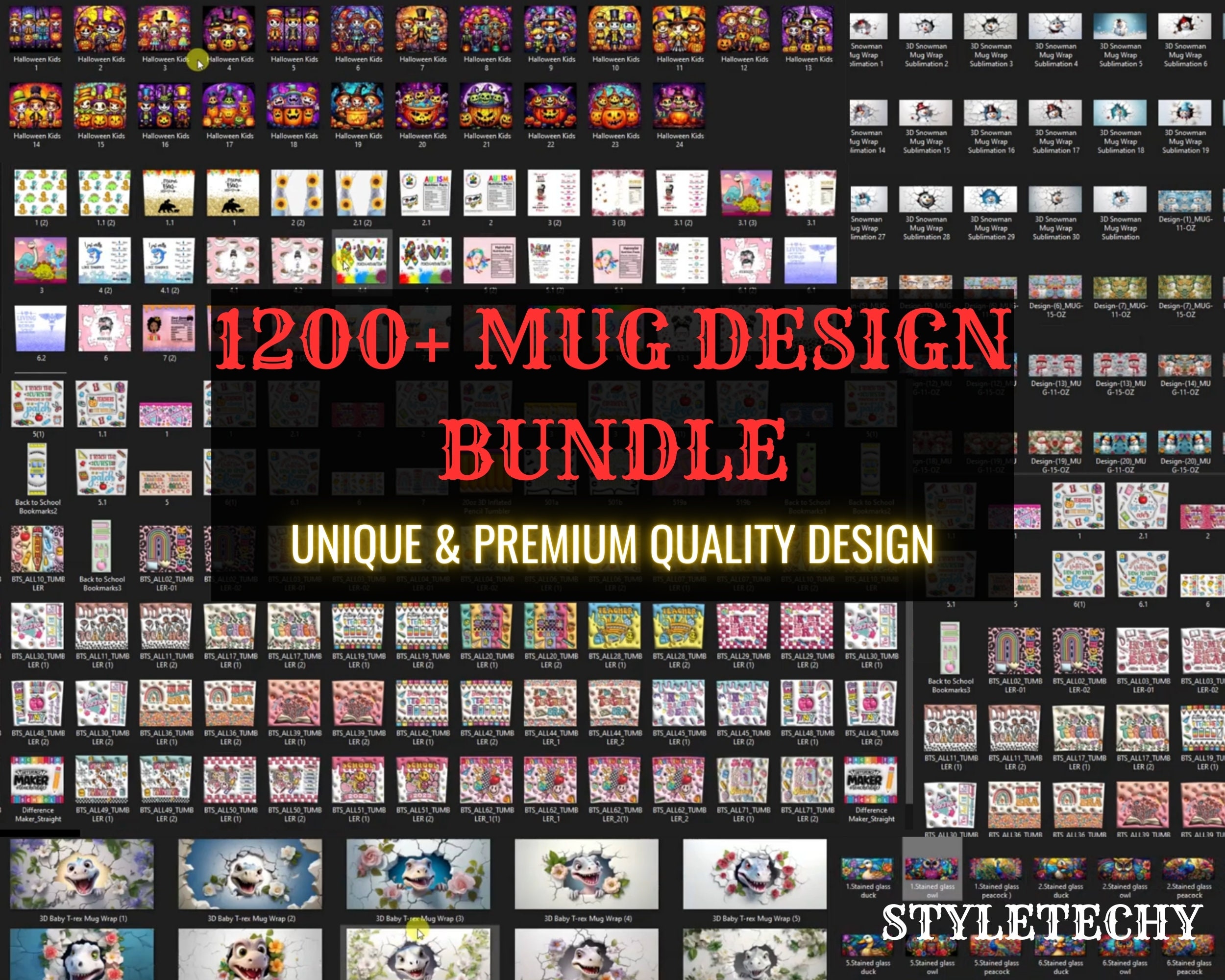 1200 MEGA MUG DESIGN Bundle, Mug Sublimation Bundle, Whole Shop Mug