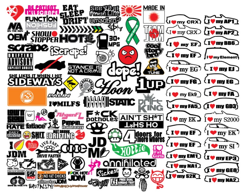 Buy 1000 Premium Car Sticker Design, JDM Sticker Design Fully EPS and