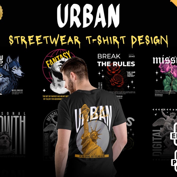 Premium quality URBAN  style t-shirt design bundle, Modern style T-Shirt Design, Urban Clothing, T-Shirt Print Design,  streetwear design