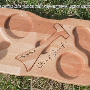 Elegant Sommelier Wine Board Personalized Beechwood Appetizer Platter with Wine Holder, serving board, appetizers, wedding gift, romantic image 2