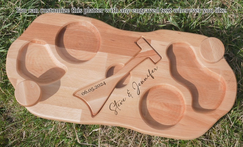 Elegant Sommelier Wine Board Personalized Beechwood Appetizer Platter with Wine Holder, serving board, appetizers, wedding gift, romantic image 2