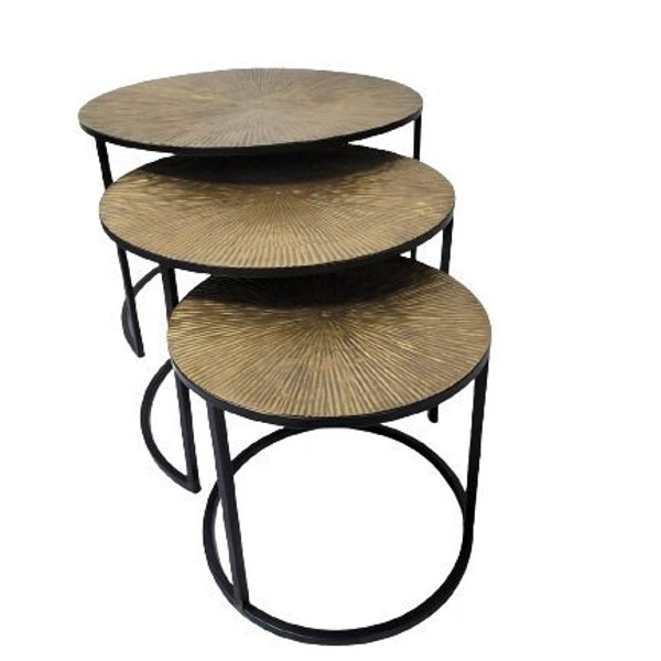 Oriental nesting tables set of 3 coffee tables round gold sofa table side table