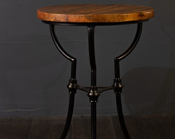 Wooden side table coffee table round small table mango wood & metal 3 leg sofa table solid wood