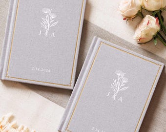 Custom Linen Vow Books Set of 2, Wedding Vow Book Set, Luxury Vow Book, Wedding Linen Vow Books, Couple Gift, Gift for Bride, Gift for Groom