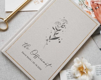 Custom linen Officiant Notebook for Wedding, Linen Officiant Notebook, Linen guest book for the Officiant, Wedding Day Gift, Gift for Couple