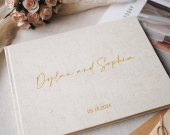 Personalized guestbooks for wedding, Custom linen wedding guestbook, Custom linen guestbooks gift for bride and groom, gift for wedding
