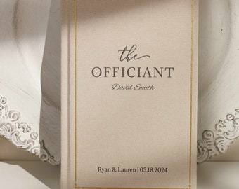 Linen Officiant Notebook, Custom linen Officiant Notebook for Wedding, Linen guest book for the Officiant, Wedding Day Gift, Gift for Couple