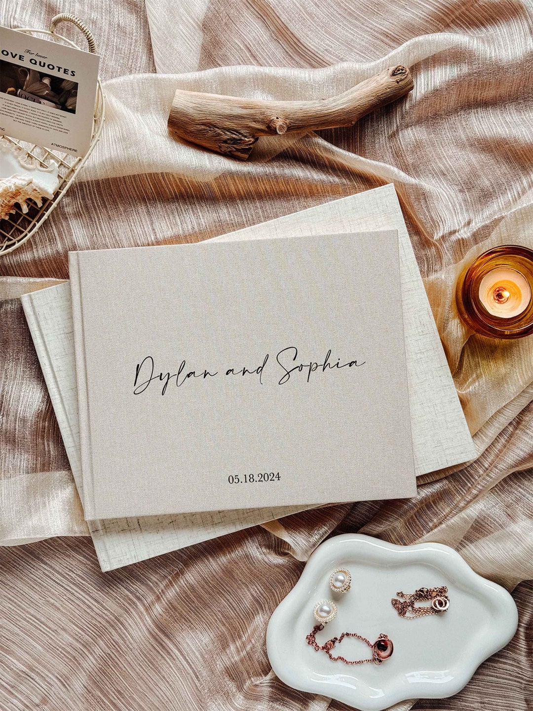 Linen Guestbooks for Wedding, Custom Linen Wedding Guestbook