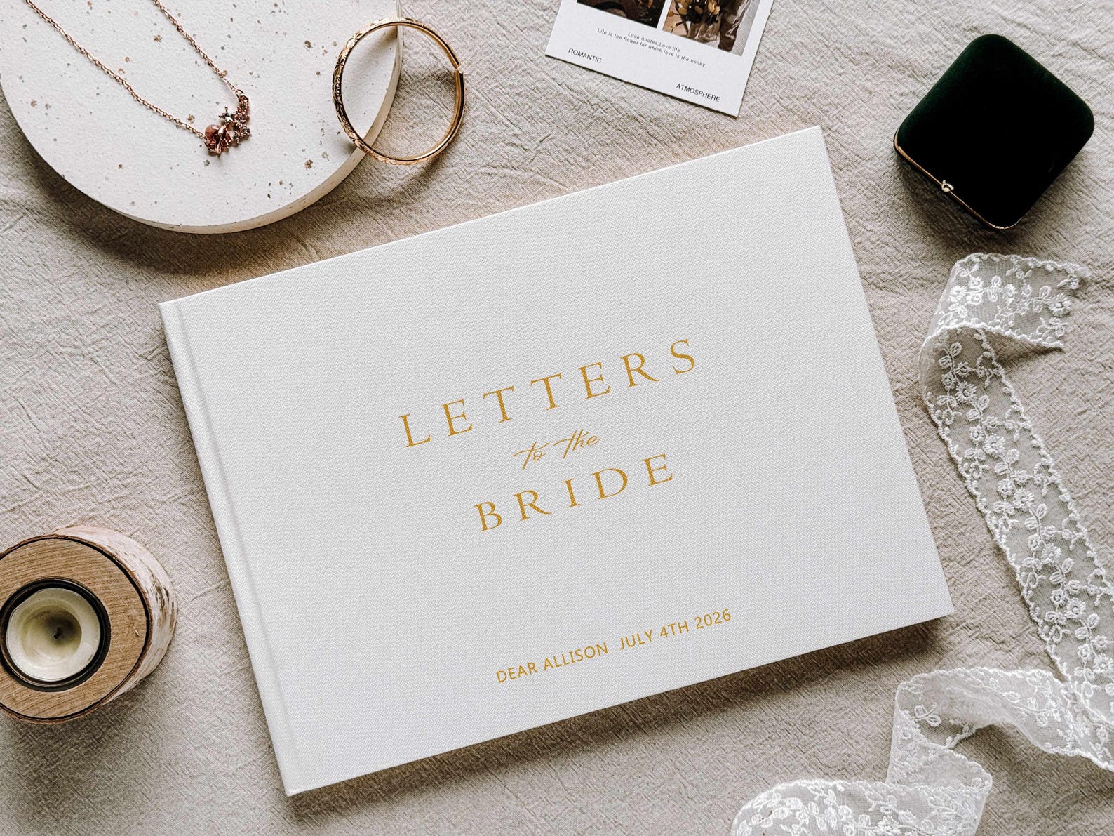 Letters to the Bride Book Personalized, Linen Wedding Polaroid Guest Book, Bachelorette Party Scrapbook, Bride To Be, Wedding Favor