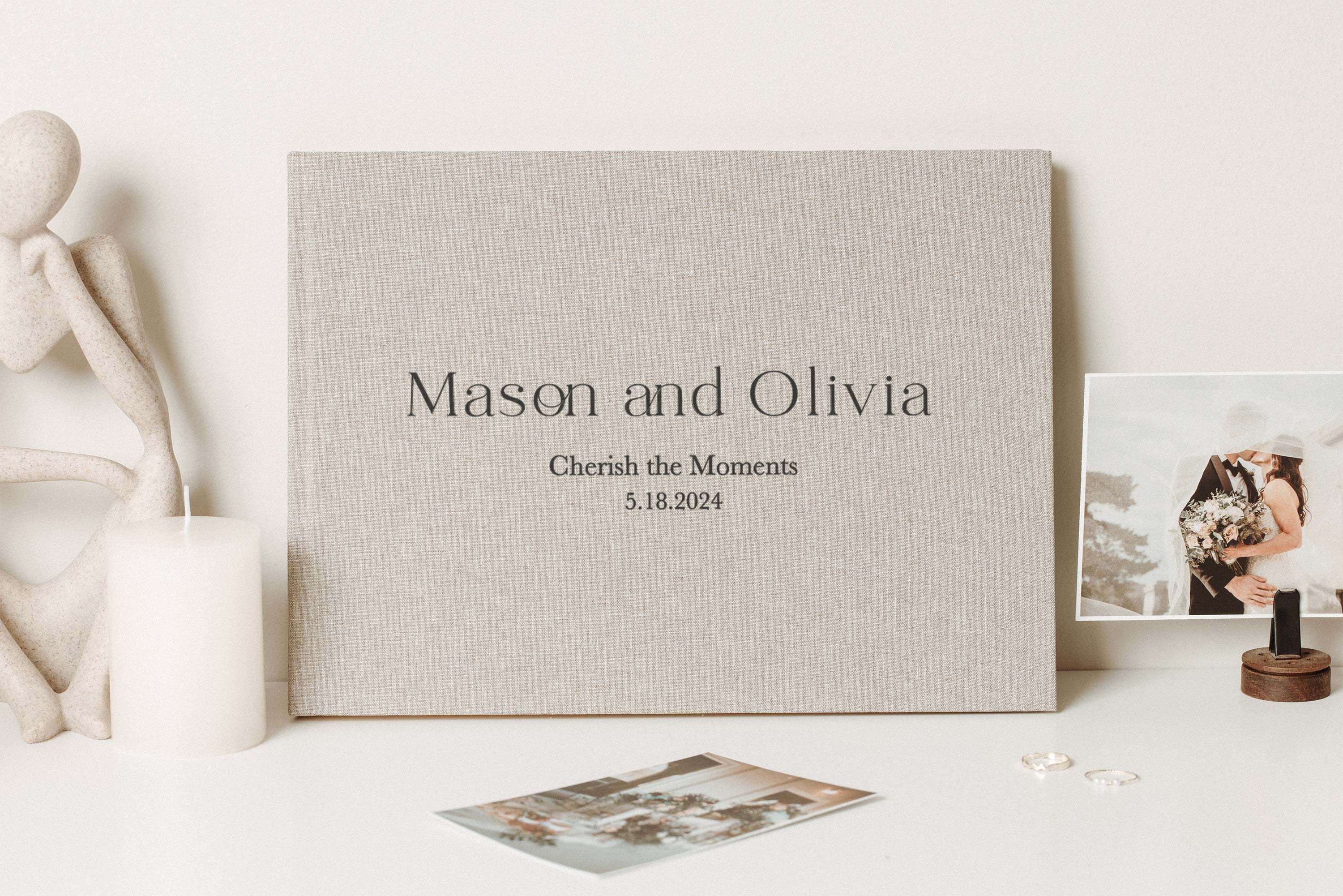 Personalized linen guestbooks for wedding, Custom linen wedding guestbook, Custom linen guestbooks gift for bride and groom,gift for wedding