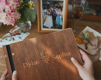 Wedding Guest Book, Wooden Guest Book, Engraved Guest Book, Wedding Hand Draw Guest Book, Wedding Gift, Gift for Bride and Groom