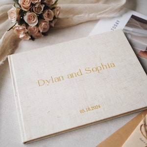 Libros de visitas de lino personalizados para bodas, Libros de visitas de lino personalizados para bodas, Libros de visitas de lino personalizados como regalo para los novios, Regalo para bodas