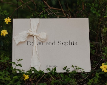 Personalized linen guestbooks for wedding, Custom linen wedding guestbook, Custom linen guestbooks gift for bride and groom,gift for wedding