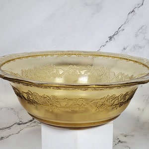 Vintage Federal Glass Amber Normandie Large Berry or Serving Bowl