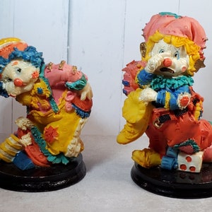 Vintage Polyresin Circus Clowns Set of 2 Shenanigans Mischievous Stinky Shoe
