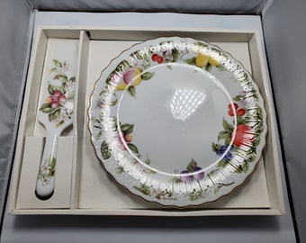 Vintage Andrea by Sadek Cake Plate and Server in Box Charles Sadek Import Co