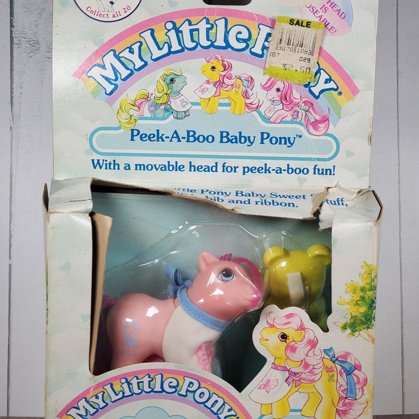 Vintage MLP My Little Pony G1 1980s Peek A Boo Baby Pony Baby Sweet Stuff with Mommy Charm MIB