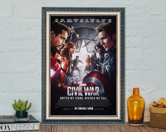 Pôster do filme Capitão América: Guerra Civil, tela de lona vintage