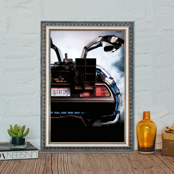 Back to the Future Delorean Poster,  Back to the Future Classic Vintage Movie Poster, Classic Movie Canvas Cloth Poster