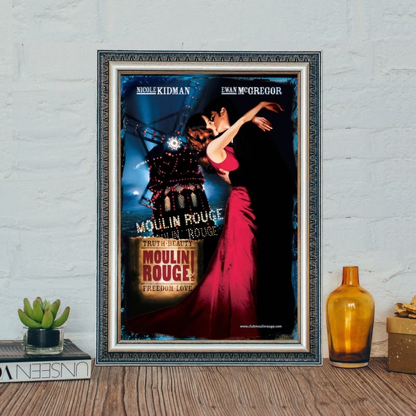 Moulin Rouge! (2001) Movie Poster, Nicole Kidman Classic Movie Moulin Rouge! Poster, Vintage Canvas Cloth Photo Print