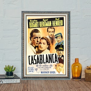 Póster de la película Casablanca (1943), póster de la película clásica vintage Casablanca, impresión fotográfica en lienzo