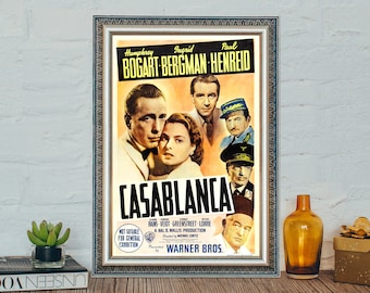 Casablanca (1943) Movie Poster, Classic Vintage Movie Casablanca  Poster, Canvas Cloth Photo Print