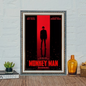 Póster de la película Monkey Man, póster clásico vintage de Monkey Man (2024), póster de película de tela en lienzo