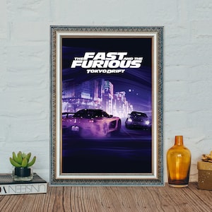 Póster de la película Rápidos y Furiosos: Reto Tokio, póster clásico vintage de Rápidos y Furiosos (2006), póster de tela en lienzo.