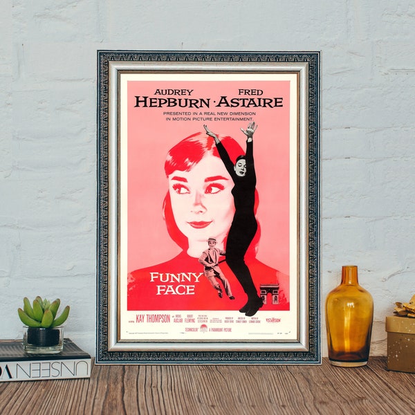 Funny Face Movie Poster, Audrey Hepburn Classic Movie Poster, Vintage Canvas Cloth Photo Print