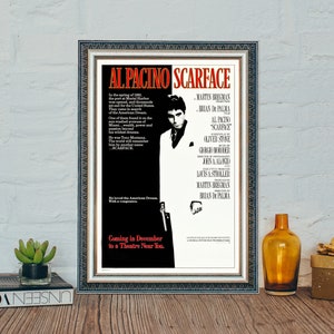 Scarface (1983) Filmplakat, Scarface Klassischer Film Leinwand Poster Wand Dekorativer Druck, Vintage Filmplakat