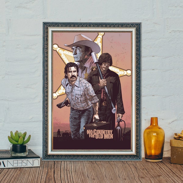 No Country for Old Men Movie Poster, Classic Vintage Movie Poster, Classic Crime Movies Canvas Cloth Poster