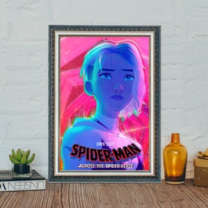 Pôster do filme Spider-Man: Across the Spider-Verse, pôster clássico de Gwen Stacy, impressão fotográfica em tela de 2023