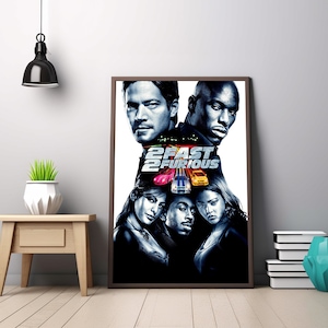 Poster del film 2 Fast 2 Furious, poster classico del film Fast and the Furious (2001), poster classico in tela di Paul Walker