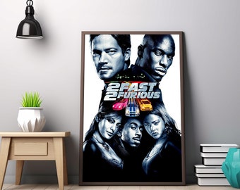 2 Fast 2 Furious Movie Poster, Fast and the Furious (2001) Classic Vintage Movie Poster,  Paul Walker Classic Canvas Cloth Poster