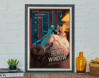 Rear Window Movie Poster, Rear Window Classic Vintage Movie Poster, Rear Window 1954 Film Poster, Canvas Cloth Poster