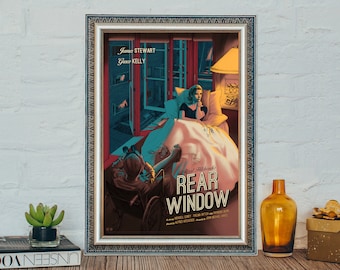 Rear Window Movie Poster, Rear Window Classic Vintage Movie Poster, Rear Window 1954 Film Poster, Canvas Cloth Poster