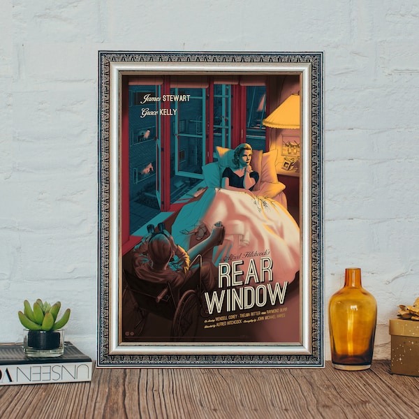 Rear Window Movie Poster, Rear Window Classic Vintage Movie Poster, Rear Window 1954 Film Poster, Canvas Cloth Poster