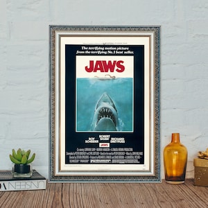 Der weiße Hai (1975) Filmplakat, Jaws klassisches Vintage Filmplakat, klassisches Filmleinwand-Tuchplakat
